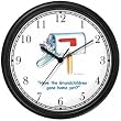 Grandpa Cat Hidding in Mail Box - Cat Cartoon or Comic - JP Animal Wall Clock by WatchBuddy Timepieces (Black Frame)