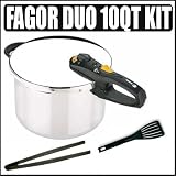 Fagor 918060796 Professional Duo 10-qt Pressure Cooker Bundle by Fagor