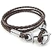 KONOV Mens Womens Leather Bracelet, Braided Anchor Wrap Bangle, Brown Silver