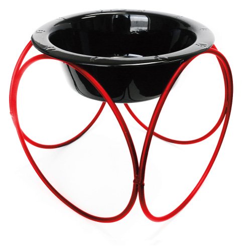 Olympic Dinner Stand w/ 64oz Stainless Steel Dog Bowl - Red & Black