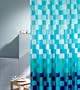 DUSCHVORHANG RAVENNA BLAU Karomuster blau gr�n t�rkis weiss 180cm breit x 200cm lang Textil shower curtain