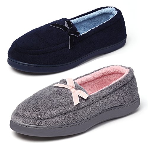 KushyShoo Women's Bowknot Plush House Slippers Anti-slip Shoes