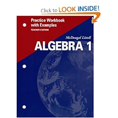 Algebra 1: Practice Workbook With Examples