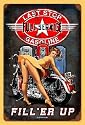 11x17 Last Stop Gasoline Pinup Girl Motorcycle Vintage Metal Sign