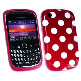 EMARTBUY BLACKBERRY 8520 CURVE / 9300 CURVE 3G POLKA DOTS GEL SKIN COVER/CASE RED