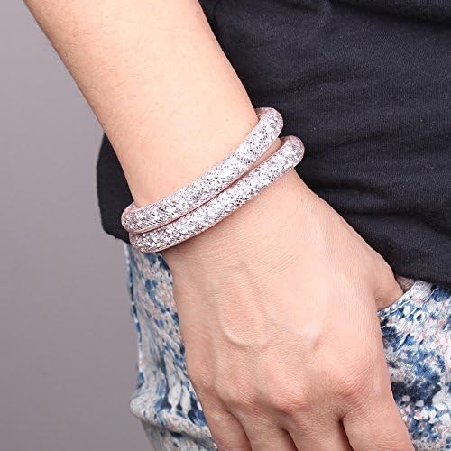 TOUCHFashion Stardust 3d Rose Lily Gold Plated Closure Slake Bracelet Swarovski Element Crystal