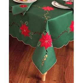 Special Christmas Green red flower table cloth