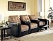 Brown microfiber and vinyl theater seating group set with recliners and cup holders