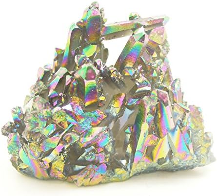 Rock &amp;Mineral Specimen Titanium Flame Aura Quartz Crystal Cluster RS390
