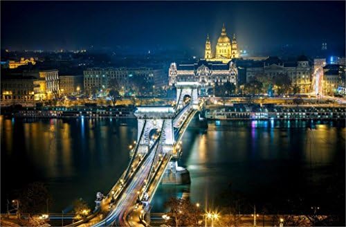 Jane Pop Szechenyi Chain Bridge Budapest Poster Canvas Print 24x36 Inch Home Wall Decor landscape posters
