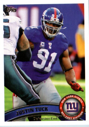 2011 Topps Football Card # 356 Justin Tuck - New York Giants - NFL Trading Card in a Protective Case!