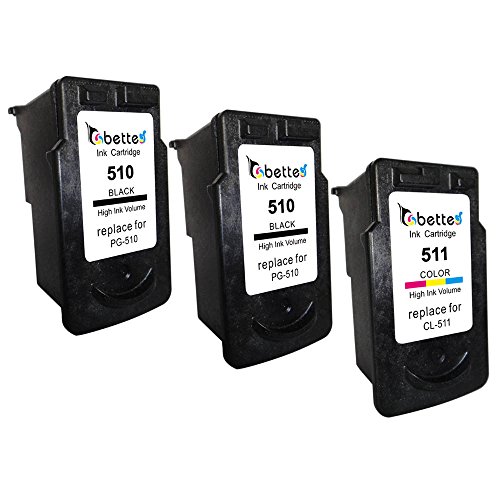 Bette Compatible Canon PG-510 &amp; CL-511 (for Europe Printers) Remanufactured Inkjet Printer Ink Cartridges (2 Black + 1 Color)