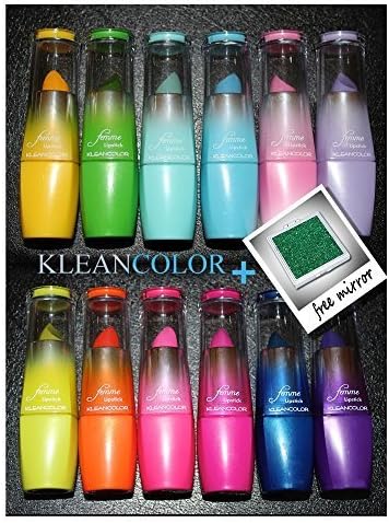 Kleancolor Femme Lipstick Full Set Neon & Pastal Assorted Colors + FREE Compact Mirror by Femme Lipstick
