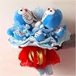 Forever Love Flower Bouquet of Dolls, 2 Big & 8 Small Doraemons