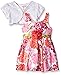 Youngland Girls' Floral Shantung Occasion Dress with Crochet Lace Cardigan