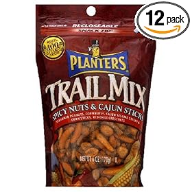 Planters Trail Mix, Spicy Nut Cajun Stick, 6-Ounce Pouches (Pack of 12)