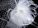 NEW White Satin and Feather Wedding Birdcage Veil Headpeice, Limited.