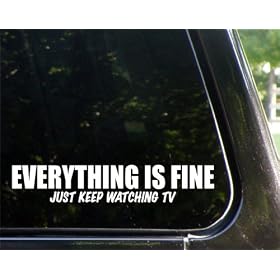 Everything is fine - just keep watching tv - funny decal / sticker