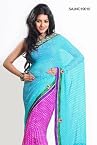 Saree Dual Shade Lehariya Printed Pure Georgette Saree