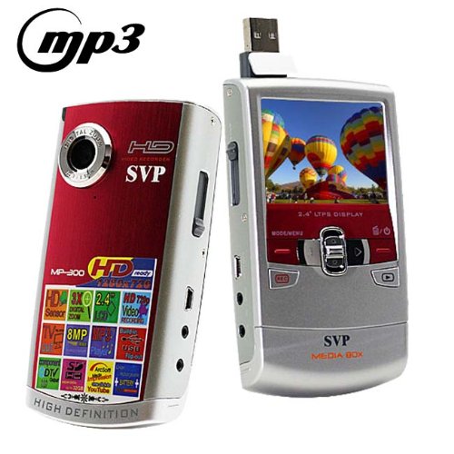 SVP MP300 HD MP3 Player and Pocket HD Video Red Camera, YouTube Software
