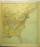 1895 MAP NORTH AMERICA FLORIDA ALABAMA NORTH CAROLINA