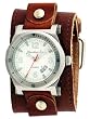 Nemesis #BLBB073W Men's Stainless Steel Wide Cuff Band Anlalog Black Dial Watch