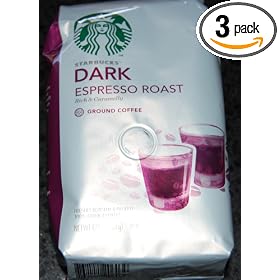 Starbucks Dark Espresso Roast Ground Coffee, 12-Ounce Bags (Pack of 3)