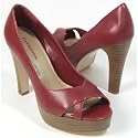 PONG Stacked Chunky Heel Dress Pumps Red