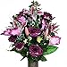 Burgundy Rose and Stargazer Lily Silk Flower Bouquet with Stay-In-The-Vase® Design Flower Holder(LG1003)