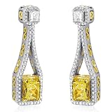 18K Three Tone Gold 5.22cttw Elegant Fancy Yellow Princess Diamond Earring