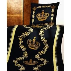 Baumwoll-Satin Bettw�sche Krone in gold 135x200