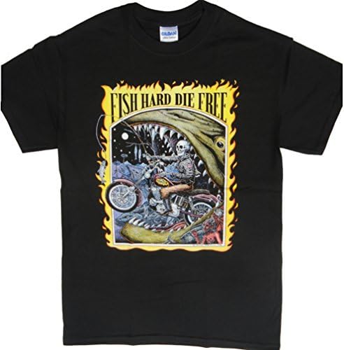 Ray Troll Men's Fish Hard Die Free T-Shirt XL Black