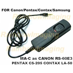 Click here to buy MA-C (90cm) High Quality Remote Shutter for Canon EOS Digital Rebel XT 350D, XTi 400D, XS 1000D,... by Rainbow.