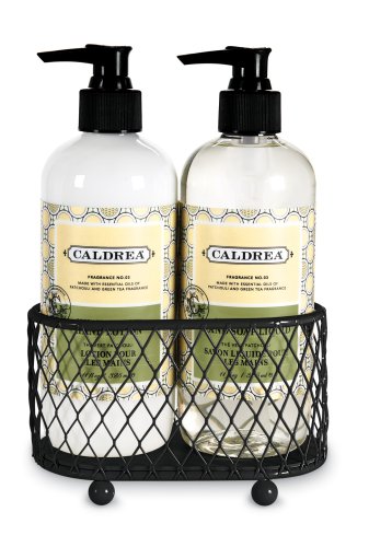 Caldrea 2-piece Petite Sink Set, Green Tea Patchouli - Black by Gift of Essential Oils