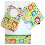 Happy Faces Bib, Burp Cloth and Cuddle Blanket Set