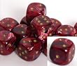 Vortex Dice 16mm d6 Burgundy/gold Pipped Dice