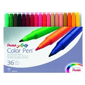 Pentel Color Pen Set, Set of 36  Assorted Colors (S360-36)