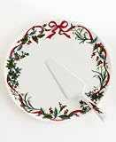 Martha Stewart Holiday Garden Christmas Cake Tray & Serving Knife Set
