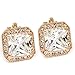 FC JORY Rose Gold Plated Square CZ Princess Cut Clip On Earrings