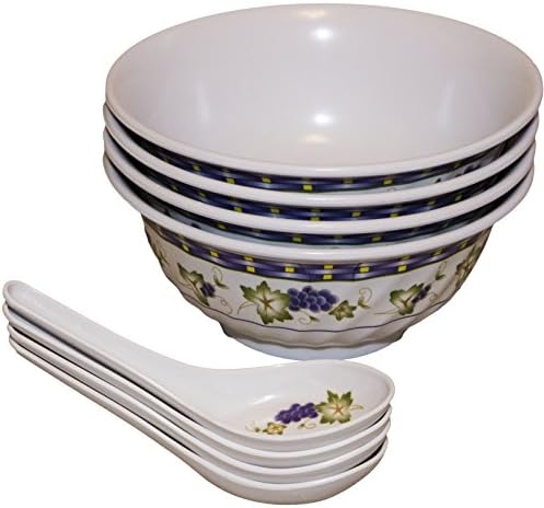 Chef Miso Set of 4 Soup Bowls and Spoons - White 8 oz