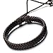 COOLSTEELANDBEYOND Classic Mens Brown Braided Leather Bracelet Wristband Genuine Leather Wrap Bracelet