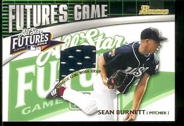 2003 Bowman Futures Game Sean Burnett Game Jersey Pittsburgh Pirates Baseball Card - Mint Condition - Shipped In Protective ScrewDown Case!