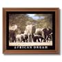 African Dream Elephant Herd Animal Wildlife Picture Oak Framed Art Print