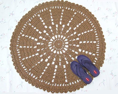Round Jute Area Rug - Wheel or Mandala Pattern - Crocheted by Hand - 39"