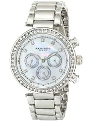 Akribos XXIV Womens AK681SS Lady Diamond Analog Display Japanese Quartz Silver Watch