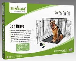 EliteField 48" Two Door Folding Dog Crate, 48" Long X 30" Wide X 32" High