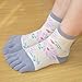 QING OUTDOOR Lightweight Cotton Toe Socks for Women Casual Ankle Socks Cute Pattern Prints Pack of 4