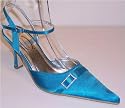 Womens Diamante Buckle Satin Slingback Sandals