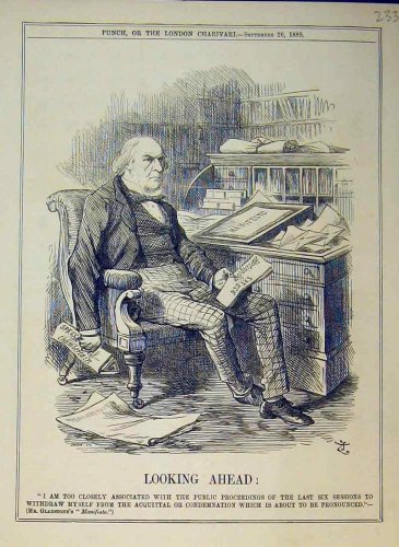 1885 MR GLADSTONE SITTING DESK CHAIR READING POLITICS
