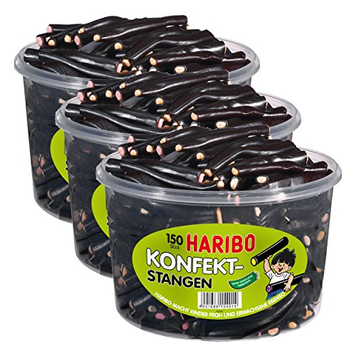 Haribo Konfekt-Stangen, 3er Pack, Gummibärchen, Weingummi, Fruchtgummi